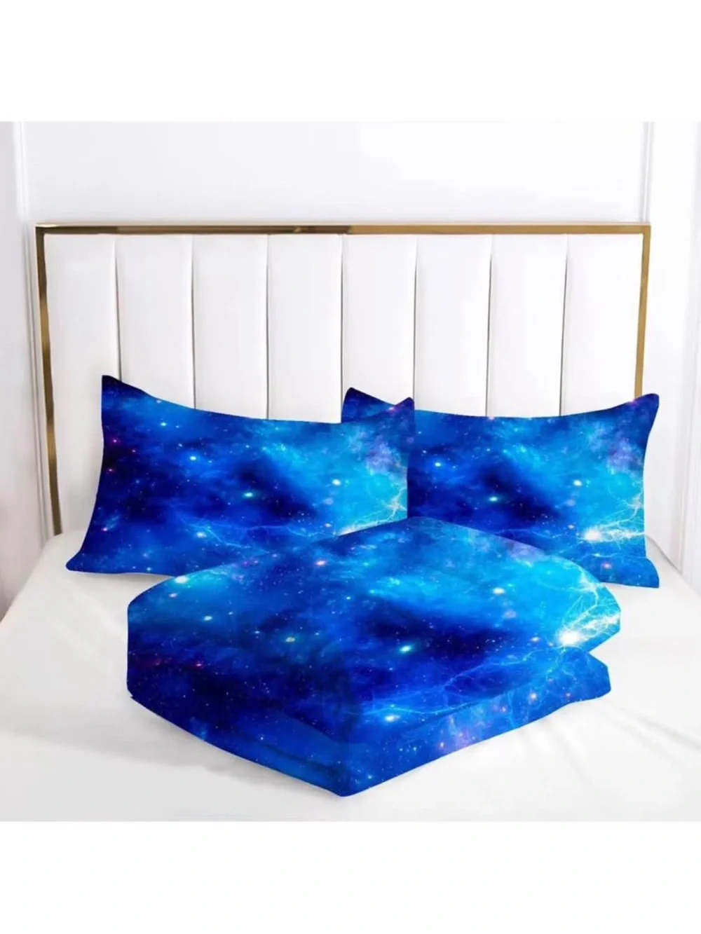 Blue Galaxy space full size comforter set new